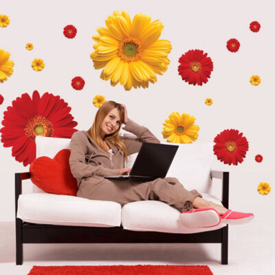 

3D Flower Wall Sticker Chrysanthemum Daisy Home Bedroom Yellow Flowers Decorative Wall Stickers