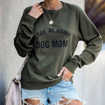 

Tailored Womens Crewneck Sweatshirt Long Sleeve Letter Print Terry Casual Cute Pullover