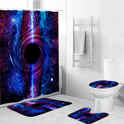 

Toponeto 4PCS Non Slip Toilet Polyester Cover Mat Set Bathroom Shower Curtain