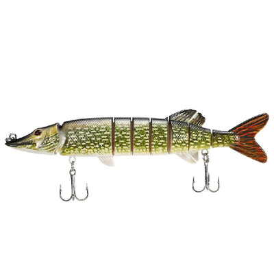 

8" 20cm 66g Lifelike Multi-jointed 8-segement Pike Muskie Fishing Lure Swimbait Crankbait Hard Bait Fish Treble Hook Tackle
