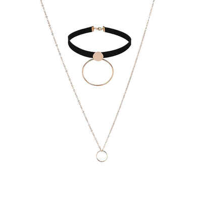 

Attractive Simple Women Circle Pendant Necklace Set Multi-layer Girl Round Shape Chain Choker Lady Jewelry Gift