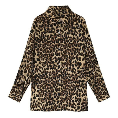 

Fashion Leopard Prined Turn-down Collar Women Blouses Shirts Autumn Casual Long Sleeve Loose Blouses Tops Camisa Feminina