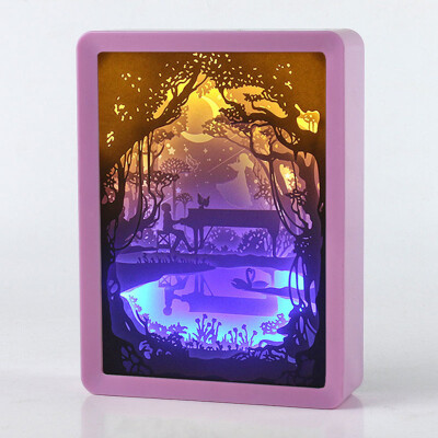 

Gobestart Light Shadow Paper Carved Lights Diy Creative Remote Control Small Night