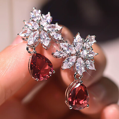 

Romantic Wedding Accessories Exquisite Jewelry Cubic Zirconia Pendant Earrings