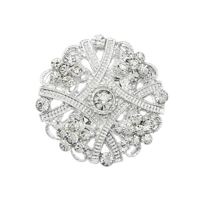 

Women Silver Plated Collar Brooch Corsage Brooch Pin Crystal Jewelry