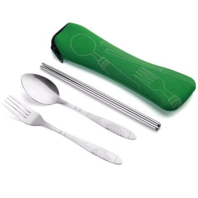 

Portable Stainless Steel Cutlery Set Dinnerware Sets Lightweight Outdoor Tableware Set With Cloth Bag Lunch Tools Set Hot Sale