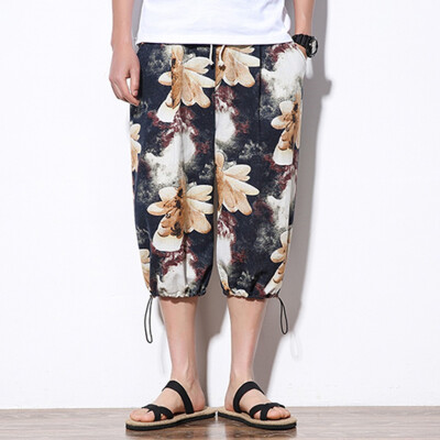 

Gobestart Mens New Style Fashion Vintage Printed Wide-Legged Pants Large Baggy Pants