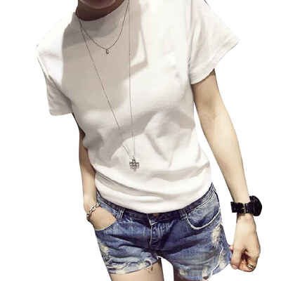 

Women Simple Pure Color Sisters Girl Short Sleeve T-shirt Tee Undershirts