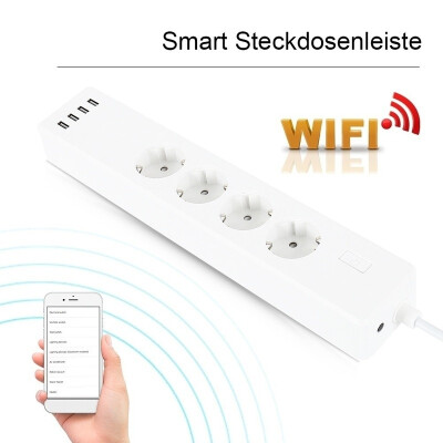 

European Standard Wifi Smart Power Strip Is Equipped with 3 Three-core Power Ports 4 USB Fast Charging Ports