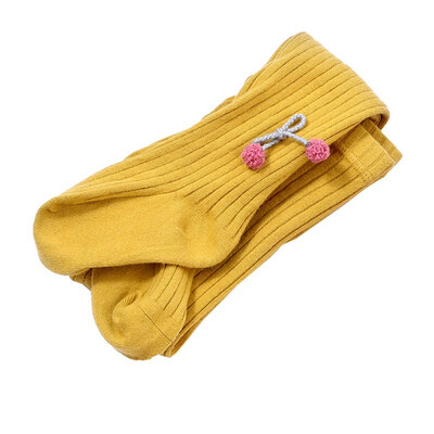 

Baby Girl Cotton Warm Leggings Casual Fashion Striped Cherry Tights Kids Breathable Cotton Panty-hose