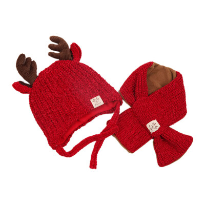 

Cute Baby Winter Warmer Knitting Scarf Cartoon Ear Design Hat Infant Cotton Collar Scarves Neckerchiefs Headwear Set