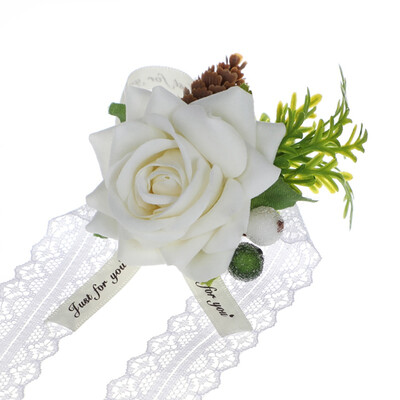 

Wedding Corsage White Silk Roses Corsages Boutonnieres Wedding Decoration Marriage Rose Corsage Boutonniere Flowers Bridesmaid