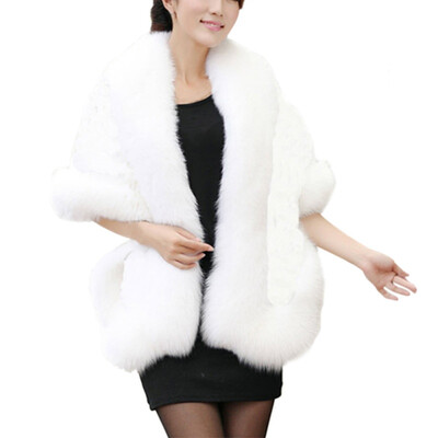 

Faux Fur Collar Scarves For Women Winter Artificial Fur Cape Poncho Elegant Fluffly Warm Scarfs Fur Neck Warmer Pashmina