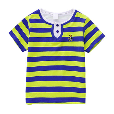 

Summer Boys Girls Short Sleeved T-shirt Cotton Childrens Striped Round Neck Short Sleeved T-shirt