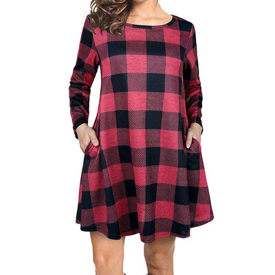 

Tailored Fashion Women Casual O-Neck Long Sleeve Casual Printed Mini Dress