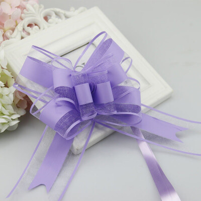 

10pcs Wedding Decoration Lace Ribbon Pull Bows Organza Exquisite Lovely solid color Car Decoration Gift Wrap