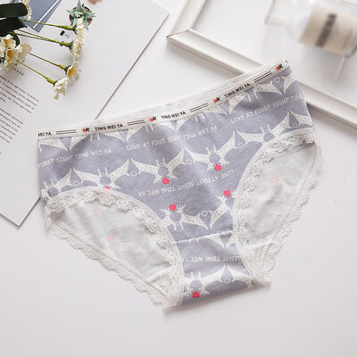 

Womens cute cotton print underwear Girl cotton mid-rise waist Japanese literary breathable hip briefs Girls comfortable briefs
