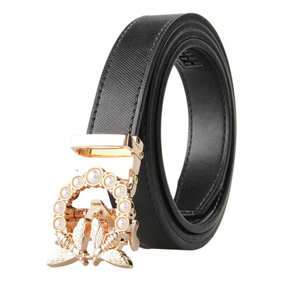 

Womens Automatic Buckle Genuine Leather Ladys Ratchet Holeless Belt Business High Quality Womens Real Belt for Pants