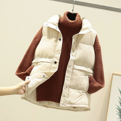 

Toponeto Womens Winter Warm Outwear Stand Neck Sleeveless Pockets Vintage Oversize Coats