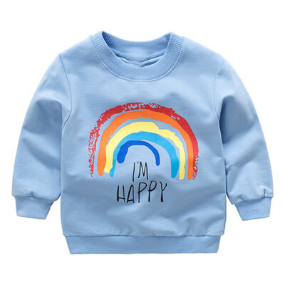 

autumn new long sleeve Sweatshirt baby boys&girls cute rainbow print casual Sweatshirt