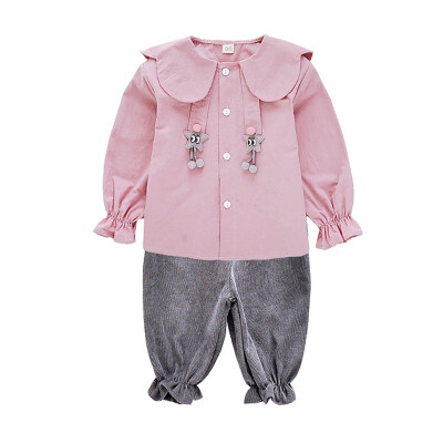 

Autumn Cute Set Baby Girls Casual Long Sleeve Cartoon Shirt TopsPants Suits Costume