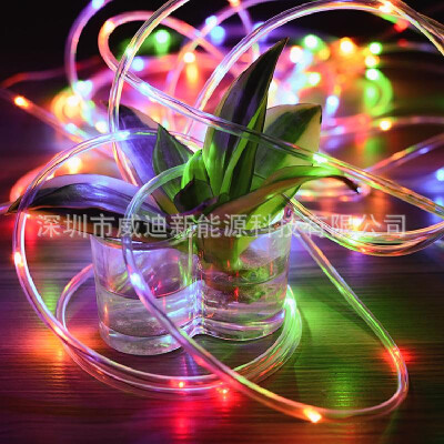 

E-commerce hot sale solar pipe copper wire lamp 100LED hollow two-mode small plate garden decoration