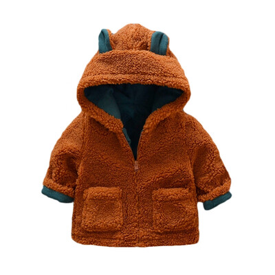 

Autumn Winter Infant Baby Kids Boys Girls Long Sleeve Cotton Outerwear Cute Cartoon Bear Shape With Ear Design Hooded Outerwear