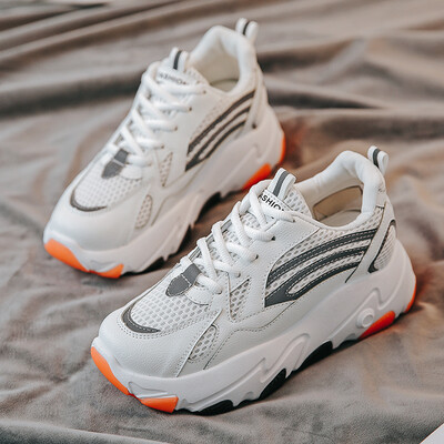 

LZJ Womens Chunky Sneakers 2019 Fashion Women Platform Shoes Lace Up Pink Vulcanize Shoes Womens Female Trainers Dad Shoes