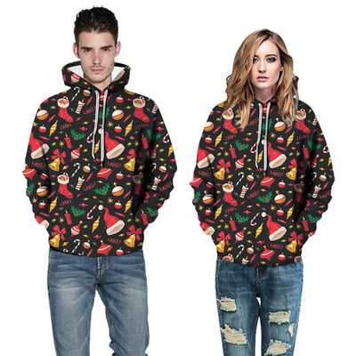 

Toponeto Mens Casual Christmas Funny 3D Print Party Long Sleeve Hoodie Top Blouse Coat