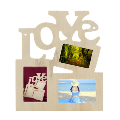 

3 in 1 White Hollow Love Wooden Family Picture Photo Frame DIY Art Decor Frame