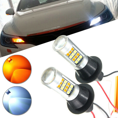 

2 DC12-24V LED Light Car White Amber Switchback Turn Signal Lamp Light DRL US