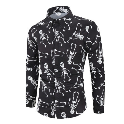 

Tailored Mens Halloween Splicing Leisure Printing Long-sleeved Shirt Top Blouse