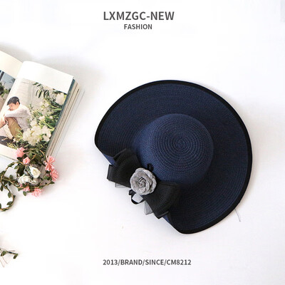 

Womens Korean new trend Sun Beach Hat sun shade summer Straw Hat Flower half turn eave fashion sun hat