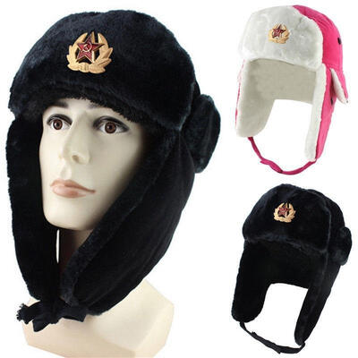 

Authentic Soviet Russian fur hat Badge USSR army soldier winter caps