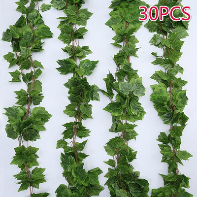 

5102030Pcs Garland Decorations Artificial Grape Leaves 22M Hanging Vine Plants Silk Greenery