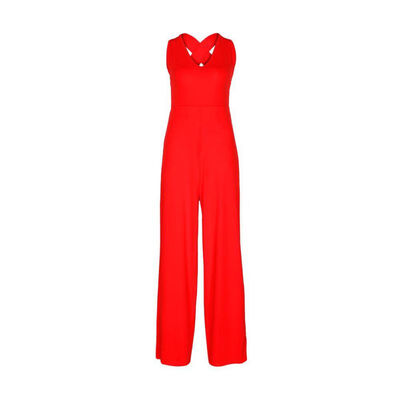 

Women Rompers Sexy Deep V Neck Backless Jumpsuit Women Fashion Solid Red Jumpsuit Female Wide Leg Casual Streetwear Jumpsuit
