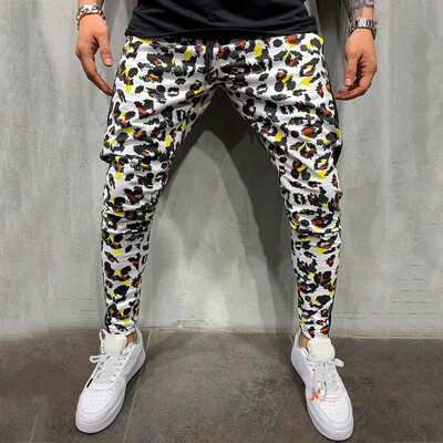 

Gobestart Fashion Men Casual Camouflage Print Drawstring Elastic Waist Long Pant Trousers