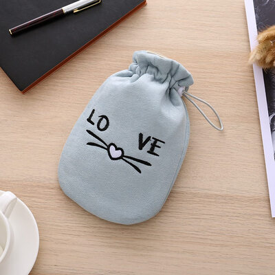

Cartoon Love Cat Warm Hot Water Bag Cute Double-Layer Fleece Cover Water Injection Rubber Hot Water Bag
