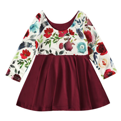 

Children Cotton Long Sleeve Dress Autumn Girls Flower Dress For Princess Party Kids Clothing Girls Dress Kids Casual Wear