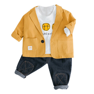 

Childrens Sets Kids Boys Clothing Set Spring Classic Casual Suit Coat T-Shirt Pant Set Children Kids 3Pcs Clothes Set