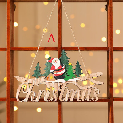 

Toponeto Christmas Wooden Pendant Christmas Tree Tag Scene Decoration Pendant