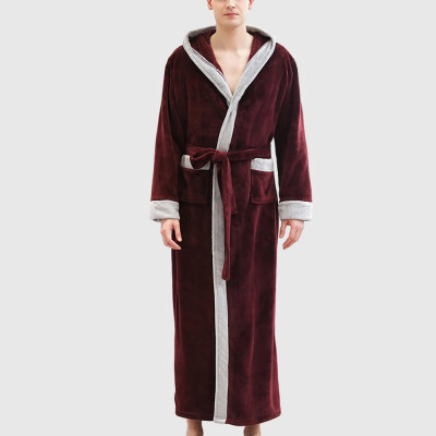 

Plus Size 3XL Winter Men Bathrobes Thicken Plus Flannel Warm Robes Male Long Nightwear Ankle Length Pajamas