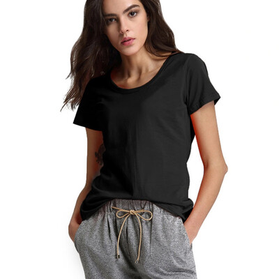 

3XL  Plain T Shirt Women Cotton Elastic Basic T-shirts Female Casual Tops Short Sleeve Solid T-shirt Women
