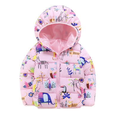 

Baby Clothes 1-6T Girlbaby Boy Hooded Down Jackets Casual Cartoon Pattern Windproof And Warm Lightweight Childrens Down Coat