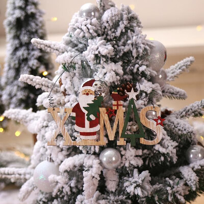 

Creative Christmas Wooden Bell Pendant Santa Snowman Elk Letter Pendant Merry Christmas Sign Window Hanging Christmas Decoration