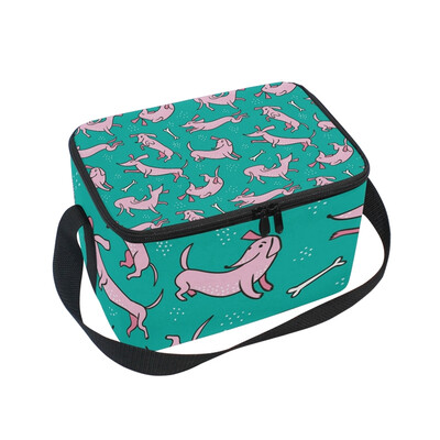 

ALAZA Insulated Lunch Box Pink Dogs Lunch Bag for Men Women Portable Tote Bag Cooler Bag