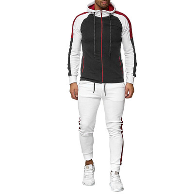 

Toponeto Mens Autumn Gradient Zipper Print Sweatshirt Top Pants Sets Sport Suit Tracksuit