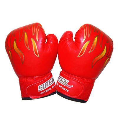 

Children Flame Mesh Palm Boxing Gloves Breathable PU Leather Flame Gloves Professional Sanda Boxing Training Glove for 3-12Y Kid