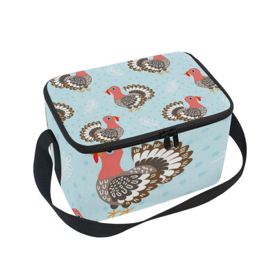 

ALAZA Lunch Box Insulated Lunch Bag Large Cooler Cute Cartoon Turkey Tote Bag