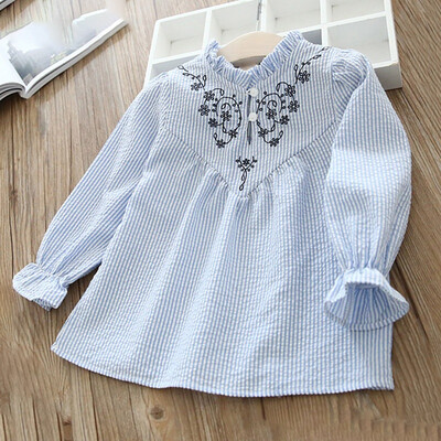 

Spring Autumn Casual Fashion Baby Girl Long Sleeve Flower Embroidery Shirt Kids Blouse